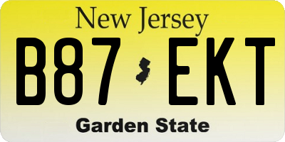 NJ license plate B87EKT