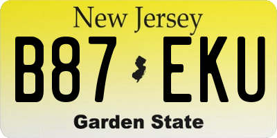 NJ license plate B87EKU
