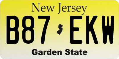 NJ license plate B87EKW