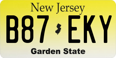 NJ license plate B87EKY