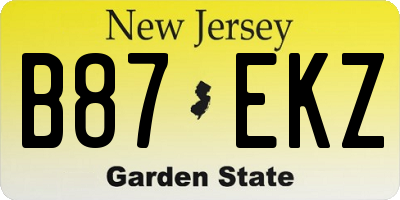 NJ license plate B87EKZ