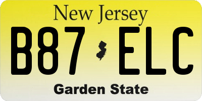 NJ license plate B87ELC