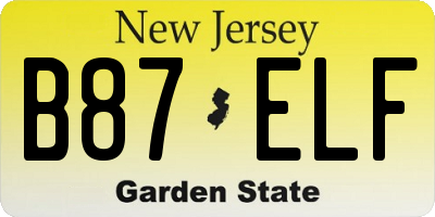 NJ license plate B87ELF
