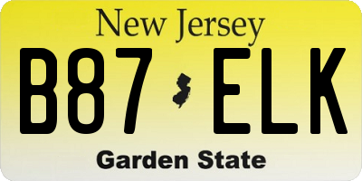 NJ license plate B87ELK