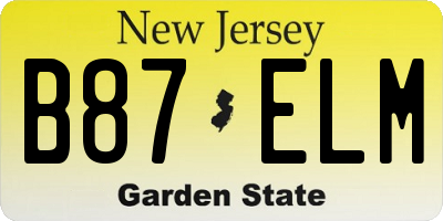 NJ license plate B87ELM