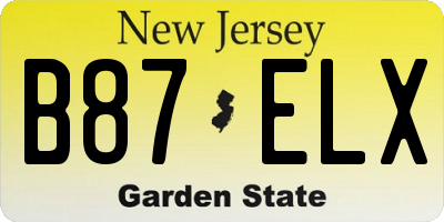 NJ license plate B87ELX