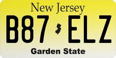 NJ license plate B87ELZ
