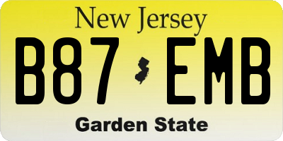 NJ license plate B87EMB
