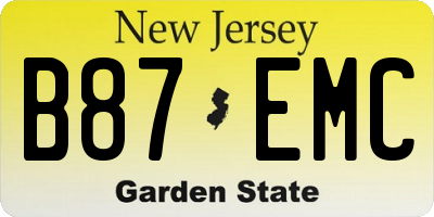 NJ license plate B87EMC