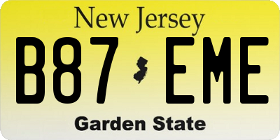 NJ license plate B87EME