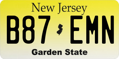NJ license plate B87EMN