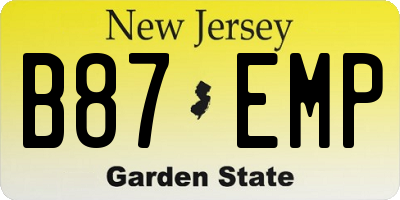 NJ license plate B87EMP