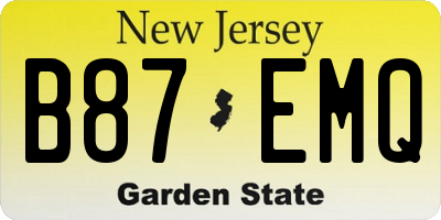 NJ license plate B87EMQ