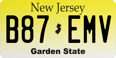 NJ license plate B87EMV