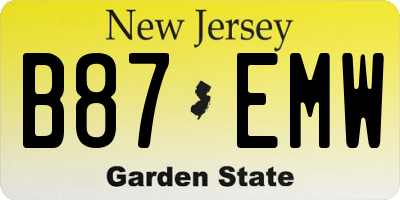 NJ license plate B87EMW