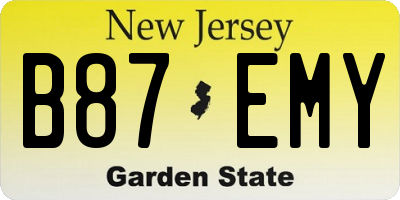 NJ license plate B87EMY