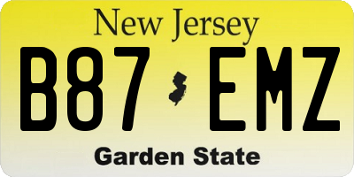 NJ license plate B87EMZ