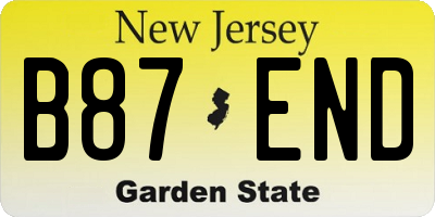NJ license plate B87END