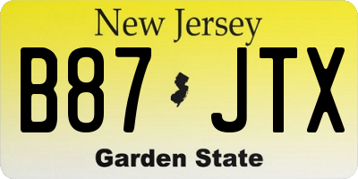 NJ license plate B87JTX