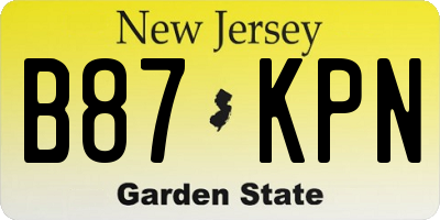 NJ license plate B87KPN