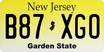 NJ license plate B87XGO