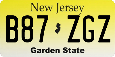 NJ license plate B87ZGZ