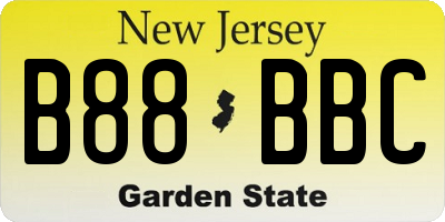 NJ license plate B88BBC