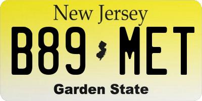 NJ license plate B89MET
