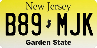 NJ license plate B89MJK