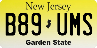 NJ license plate B89UMS