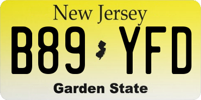 NJ license plate B89YFD
