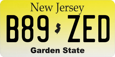 NJ license plate B89ZED