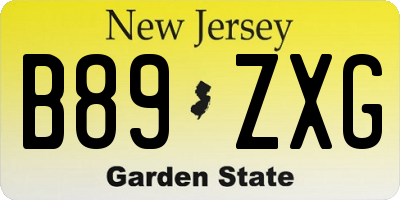 NJ license plate B89ZXG