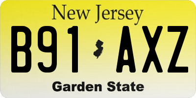 NJ license plate B91AXZ