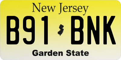 NJ license plate B91BNK