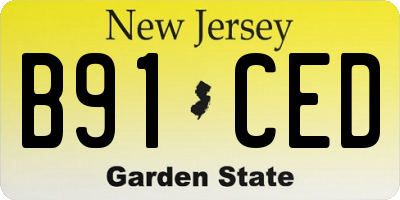 NJ license plate B91CED