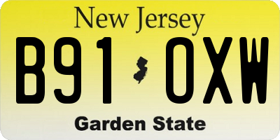 NJ license plate B91OXW