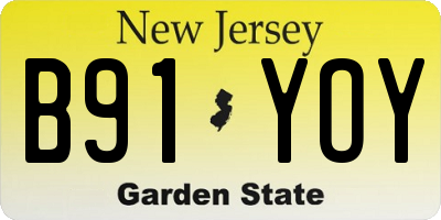 NJ license plate B91YOY