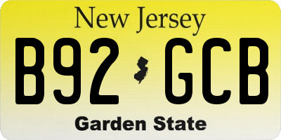 NJ license plate B92GCB