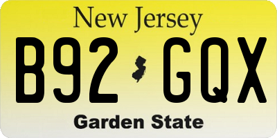 NJ license plate B92GQX