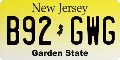 NJ license plate B92GWG
