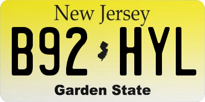 NJ license plate B92HYL