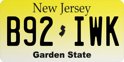 NJ license plate B92IWK