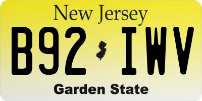 NJ license plate B92IWV