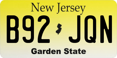 NJ license plate B92JQN