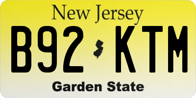NJ license plate B92KTM