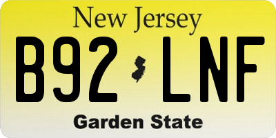 NJ license plate B92LNF