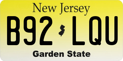NJ license plate B92LQU