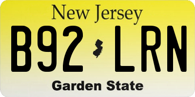 NJ license plate B92LRN