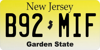 NJ license plate B92MIF